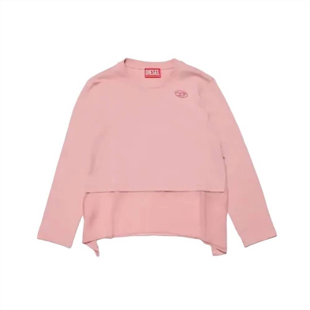 NEW DIESEL girls jersey t-shirt with chiffon detail in pink